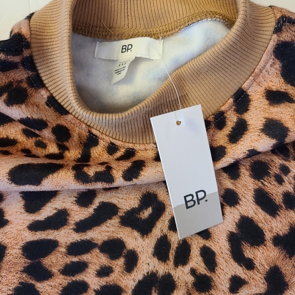 NWT BP Cheetah Print Crewneck Pullover Sweatshirt Woman's Size XXS - Picture 7 of 11